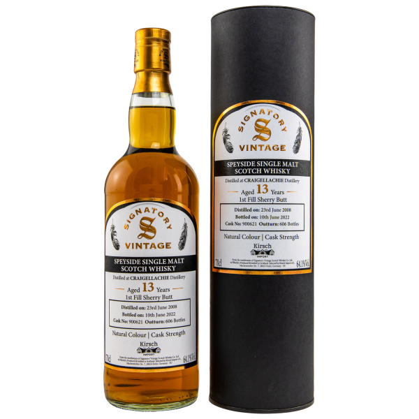 Craigellachie 13 Jahre 2008 2022 1st Fill Sherry Butt #900621 Signatory 64,1% 0,7l