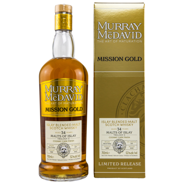 Malts of Islay Trilogy II 34 Jahre 1988 2022 First Fill Cognac Cask Murray McDavid 52,1% 0,7l