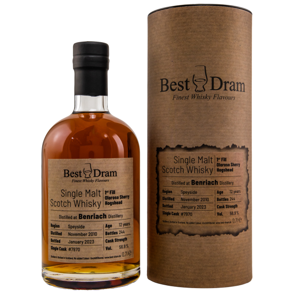 BenRiach 12 Jahre 2010 2023 1st Fill Oloroso Hogshead #7970 Best Dram 56,9% 0,7l