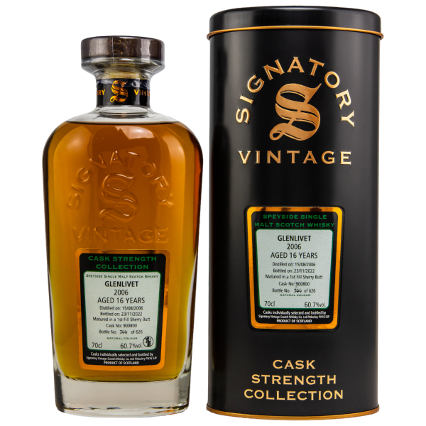 Glenlivet 16 Jahre 2006 2022 1st Fill Sherry Butt #900800 Signatory 60,7% 0,7l