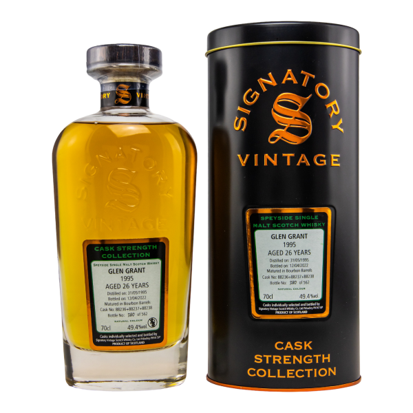 Glen Grant 26 Jahre 1995 2022 Bourbon Barrels #88236/88237/88238 Signatory 49,4% 0,7l