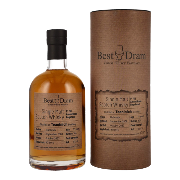 Teaninich 15 Jahre 2008 2023 First Fill Amontillado Sherry #715014 Best Dram 51,4% 0,7l