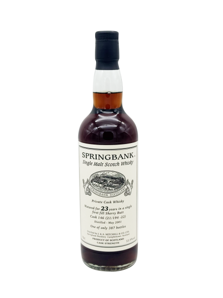 Springbank 23 Jahre 2001 2024 Private Cask #146 (21/194-22) 53,9% 0,7l