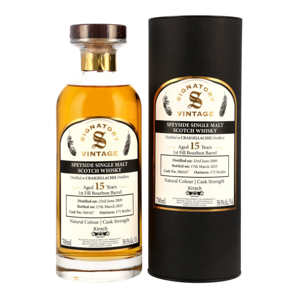 Craigellachie 15 Jahre 2009 2025 First Fill Bourbon Barrel #306167 Kirsch Signatory 59,5% 0,7l