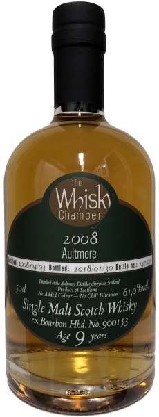 Aultmore 9 Jahre 2008 2018 ex Bourbon Hogshead #900153 The Whisky Chamber 61,0% 0,5l