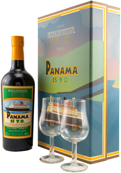 Panama 15 Jahre Transcontinental Rum Line 40% - Set mit 2 Gl&auml;sern 0,7l