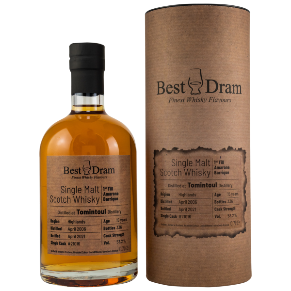 Tomintoul 15 Jahre 2006 2021 1st Fill Amarone Barrique #21016 Best Dram 53,2% 0,7l