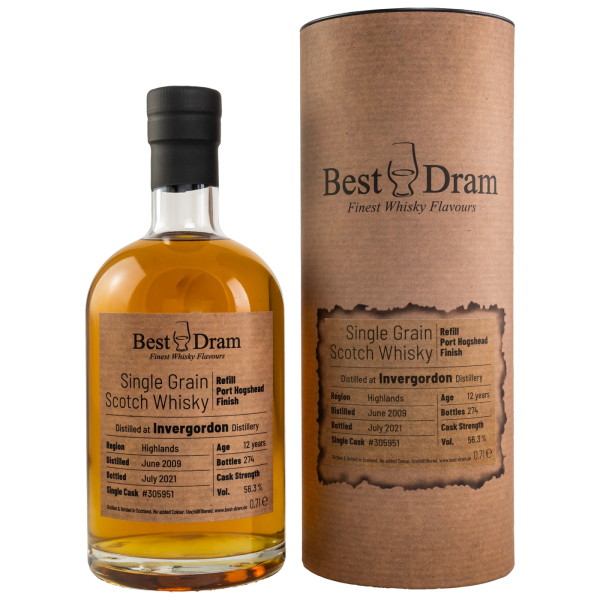 Invergordon 12 Jahre 2009 2021 Refill Port Hogshead Finish #305951 Best Dram 56,3% 0,7l