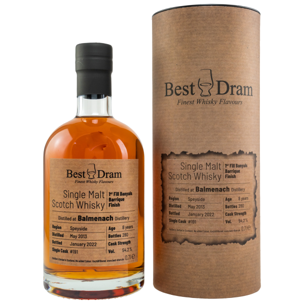 Balmenach 8 Jahre 2013 2022 1st Fill Banyuls Barrique #191 Best Dram 54,2% 0,7l