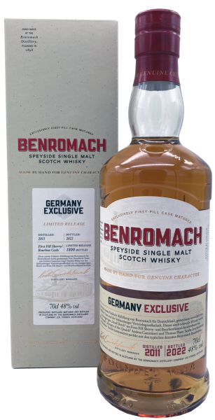 Benromach 11 Jahre 2011 2022 Germany Exclusive First Fill Sherry/Bourbon Casks 48% 0,7l