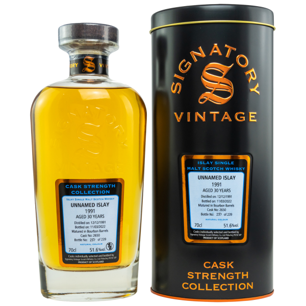Unnamed Islay 30 Jahre 1991 2022 Bourbon Barrels #2650 Signatory 51,6% 0,7l